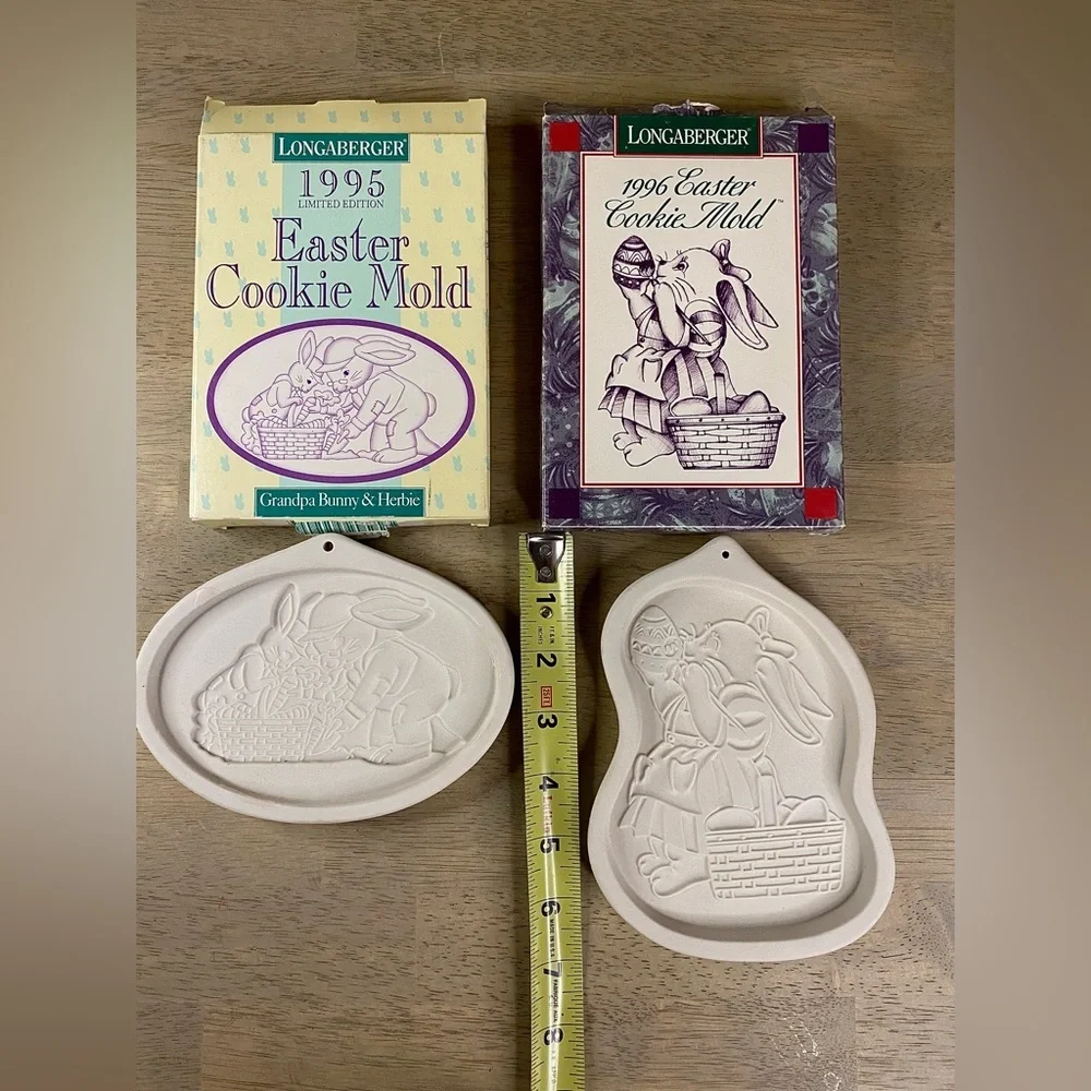 Longaberger Easter Cookie Mold Vintage In Box‎ 1995 & 1996 Easter Bunny & Basket